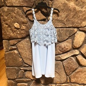 light blue dress w/ crochet detail